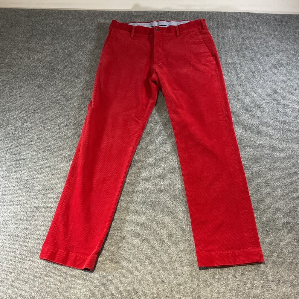 Polo Ralph Lauren Mens Red Corduroy Pants Classic Fit 33x32 Stretch Cotton